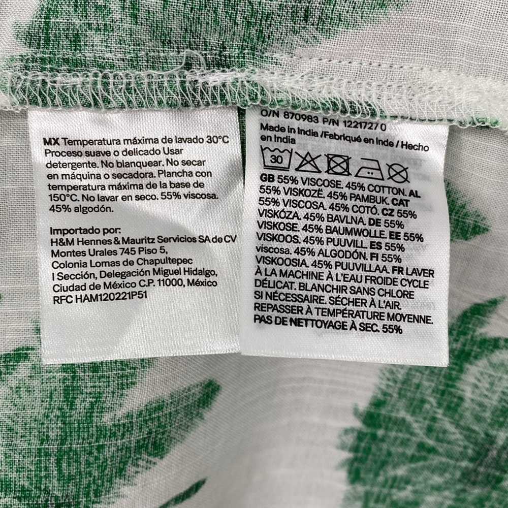 H&M White and Green Tropical Print Dress XL NWT - Picture 13 of 13